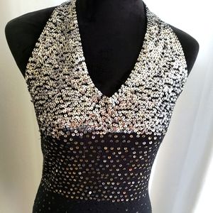 Sequin sweater halter